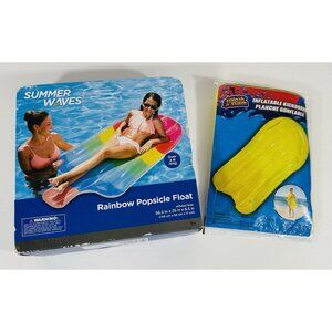 Summer Waves Inflatable Pool Rainbow Popsicle  Float Plus Kickboard Swimming
